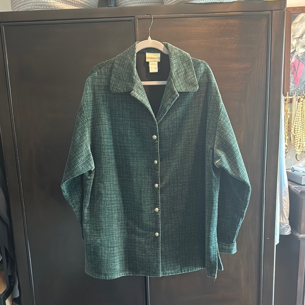 Coldwater Creek Vintage Green Blazer with Textured Fabric